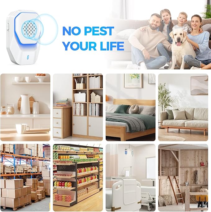 Upgraded 6 Packs Ultrasonic Pest Control Repeller, Electronic Spider Repellent Indoor for Insect Roaches Rodent Ant Bug Mosquito Rat Mouse Repellent Plug in for House Home Kitchen Garage