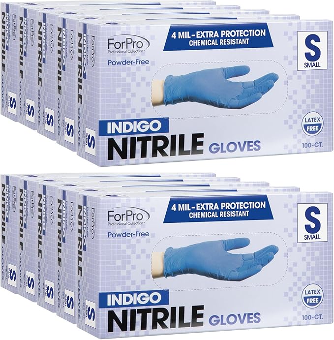 ForPro Disposable Nitrile Gloves, Chemical Resistant, Powder-Free, Latex-Free, Non-Sterile, Food Safe, 4 Mil