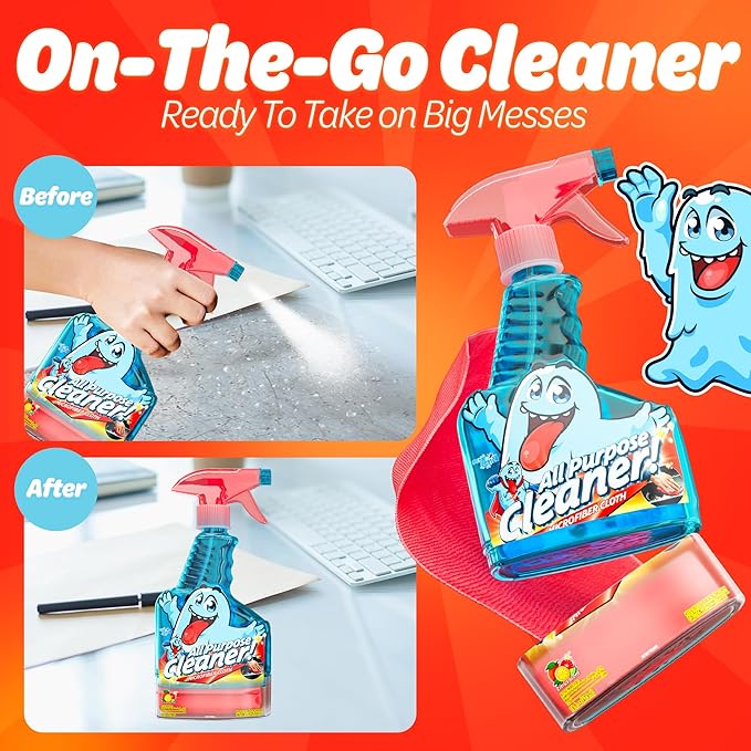 Spray Bottle with Microfiber Cap 16oz All Purpose Cleaner Citrus (2 Pack)