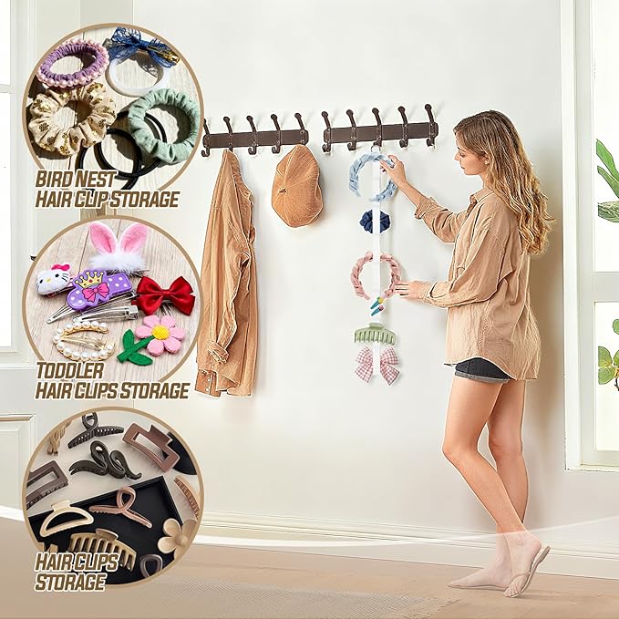 Sokfone 4 PCS Headband Holder Organizer for Girls, Over-The-Door Hanging Hairband Storage Organizer for Women, Hair Accessories, Perfect for Closet, Dorm, Bedroom Decor (White)