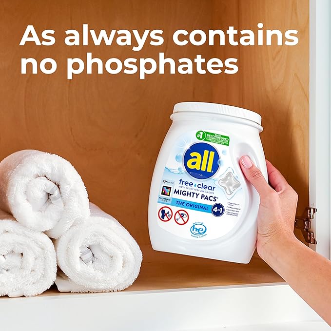 all Unit Dose Laundry Detergent, Mighty Pacs, Free Clear, 80 Count