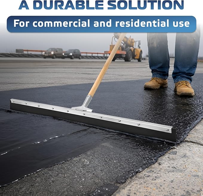 DSV Standard Garage Floor Squeegee 36’’, Neoprene Blade Asphalt Squeegee, Taper Pole Connection - Handle Sold Separately for Tiles, Concrete and Asphalt