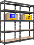 HOMEDANT 28" W 5 Tier Heavy Duty Garage Shelving Adjustable Metal Rack Storage Shelves Standing Shelf Unit Organizers Pantry Closet Black 2Pack