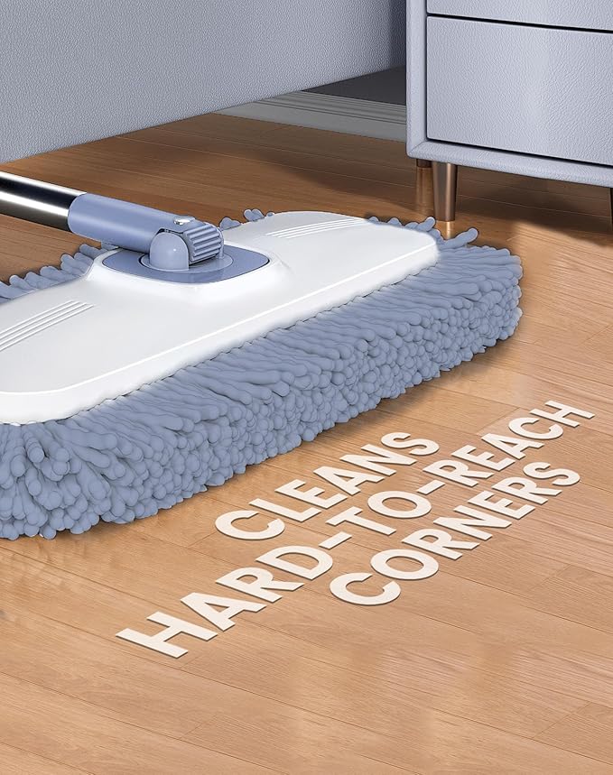 Flat Microfiber Mop and Bucket Set with Wringer, 360° Spin Mop for Floor & Wall Cleaning, 17.7x9in Wide Head, 4 Washable Pads, Hands-Free
