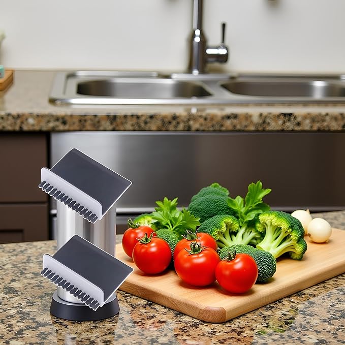 2 Pcs Black Kitchen Sink Squeegee Cleaner Countertop Brush Wiper Vegetable Cleaning Brush Wiper Home Kitchen Tool Fruit and Vegetable Cleaning Brushes Accessories