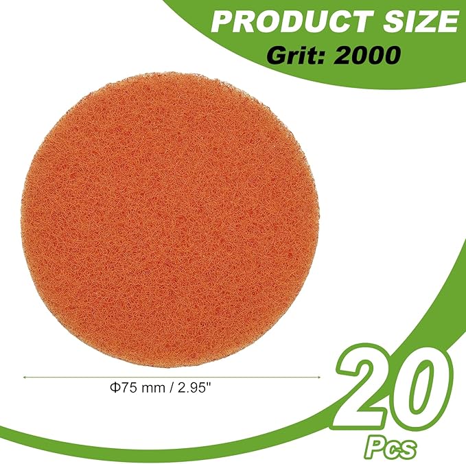 Power Scrub Pads, Scrubbing Pads 2000 Grits Scouring Discs - Fitting for (Home Kitchen Cleaning - Drill Attachment - Scrubber Replacement) 20 Pcs & 3 Inch & Orange