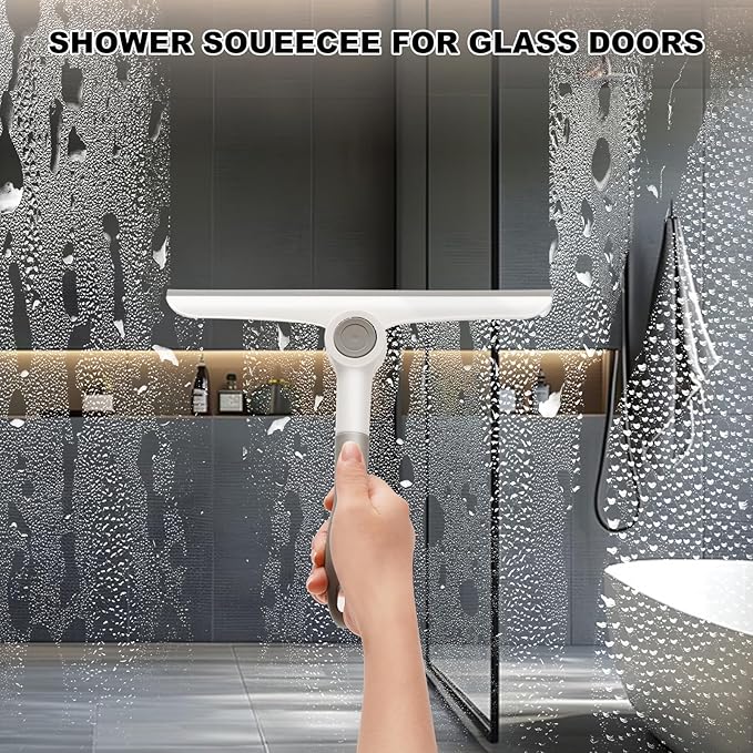 Window Squeegee for Glass Doors，All-Purpose 9.7” Window Cleaning Squeegee, Handheld for Windows, Car Windshields & More，Grey (9.7" Window Squeegee)