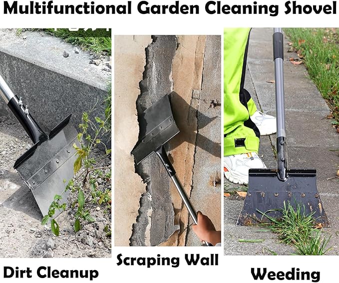 IRISFLY Long Handle Multifunctional Cleaning Scraper Shovel,Heavy Duty Garden Tool for Landscaping, Farm Weeding Tool, Outdoor Garden Camping Weeding