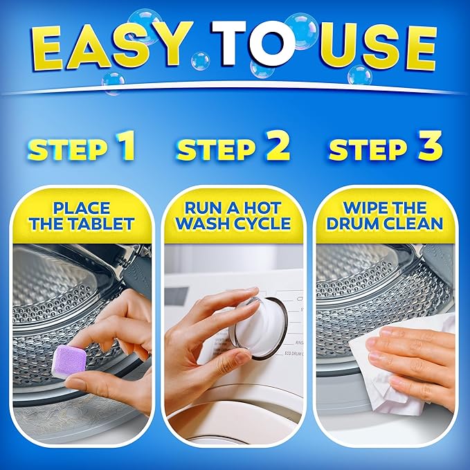 Washing Machine Cleaner Tablets for Pet Owners PRO – Front & Top Load HE Washers – 28 Tablets 1-Year Supply – Breaks Down Pet Hair Eliminates Odors & Buildup – Septic Safe Extra-Strength Deep Clean