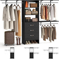 iSunirm 8FT Closet System, 96'' Closet Organizer System with 3 Hanging Rods, Wall Mount Bedroom Wardrobe with 3 Drawers Walk-in Closet, Adjustable Cloth Garment Rack from 5 to 8FT (Cut to Fit), Black