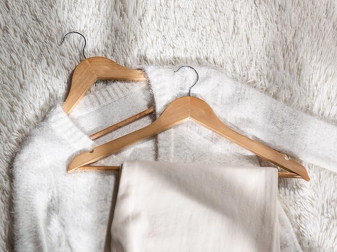 StorageWorks Wooden Hangers 30 Pack, Wood Coat Hangers for Closet, Heavy Duty Clothes Hangers for Suits, Shirts, Pants, Jackets, Natural Wood Color