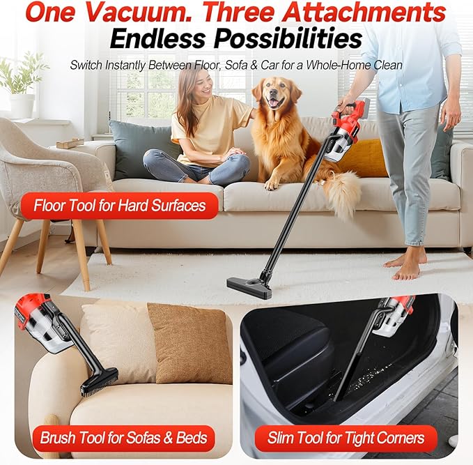 Cordless Handheld Vacuum Cleaner Compatible with Milwaukee 18V Battery,16000Pa Portable Shop Vacuum with 2 HEPA Filters & 4 Attachments, Lightweight Vacuum for Car, Home & Garage-Tool Only, No Battery