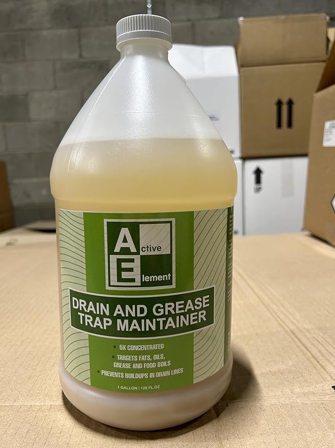 Drain and Grease Trap Maintainer- 1 Gallon (128 Treatments) - Biological Formula - Breaks Down Fats Oils and Grease - Grease Trap Treatment, Drain Deodorizer, Septic, Sewers