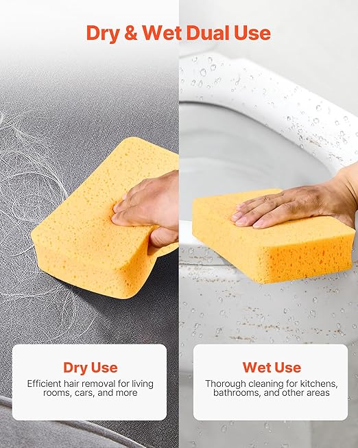 VEVOR 6-Pack Non-Scratch Cleaning Sponges, Dish Scrubber Sponges for Kitchen, Bathroom, Tiles, Marble and Glass Surfaces, Large Household Scrubbing Sponges