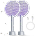 Electric Fly Swatter Racket, Mosiller 2 in 1 Smart Bug Zapper & Power Take Off Generators with USB Rechargeable Base, Powerful Mosquitoes Trap Lamp & Fly Killer for Home, Bedroom (2 Pack)