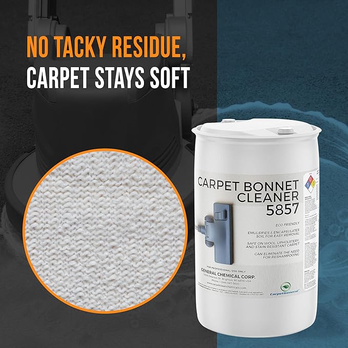 Bonnet Cleaner 5857 - Heavy Duty Shampoo Carpet Freshener Solution for Machine - Fast Drying & Pet Safe Carpet Shampoo for Rotary Cleaners, Commercial, & Industrial Use - 55 Gallon