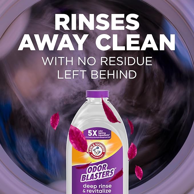 ARM & HAMMER Odor Blasters Deep Rinse and Revitalize Fabric Rinse, Laundry Additive, Eliminates Sweat and Musty Odors, Fresh Escape Scent, 50 fl oz