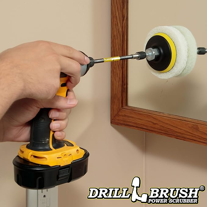 Drill Brush - Drill Power Pad Set - Bathroom - Drill Scrubber Attachment - Cleaning Pads - Shower Door - Baseboard - Power Cleaner - Bathroom Sink - Shower Cleaner - Vinyl Flooring - Scrub Pads
