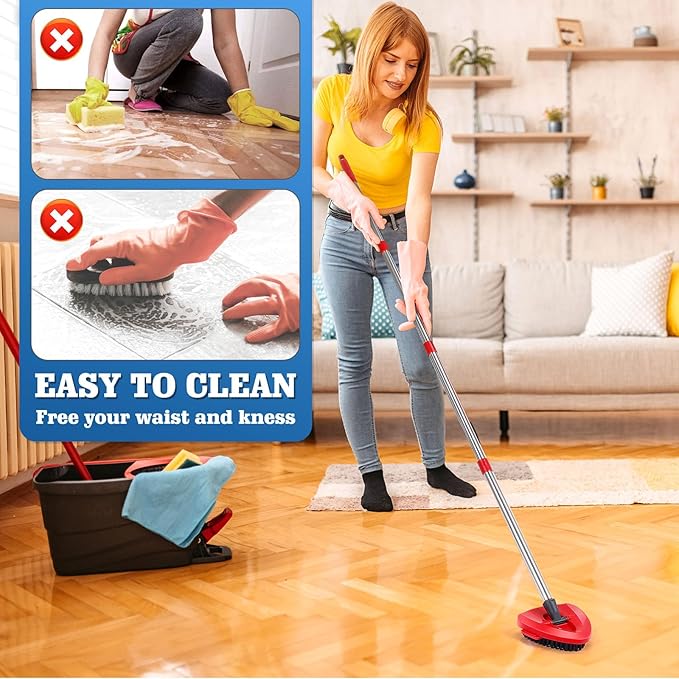 6 Pack Spin Mop Replacements Head Compatible for Oceda EasyWring 1-Tank System,Microfiber Spin Mop Refills Head,1 Mop Scrub Brush + 1 Mop Base + 4 Pack Cleaning Floor Mop Head（Green)