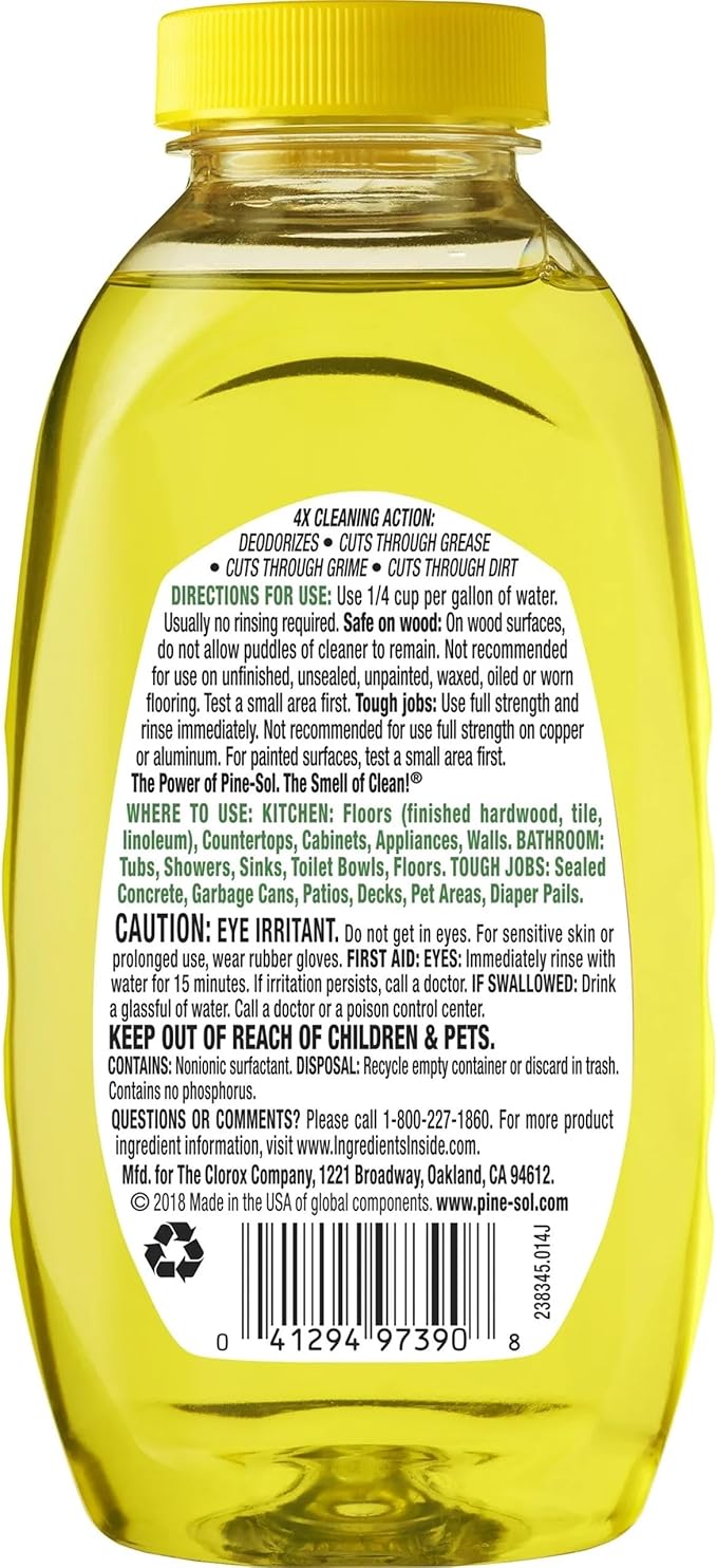 Pine-Sol Multi Surface Cleaner, 2 Pack, Concentrated Multi Purpose Cleaner and Degreaser for Kitchen and Bathroom, Makes 5 Gallons, Lemon Fresh Scent, 10.75 oz. Each