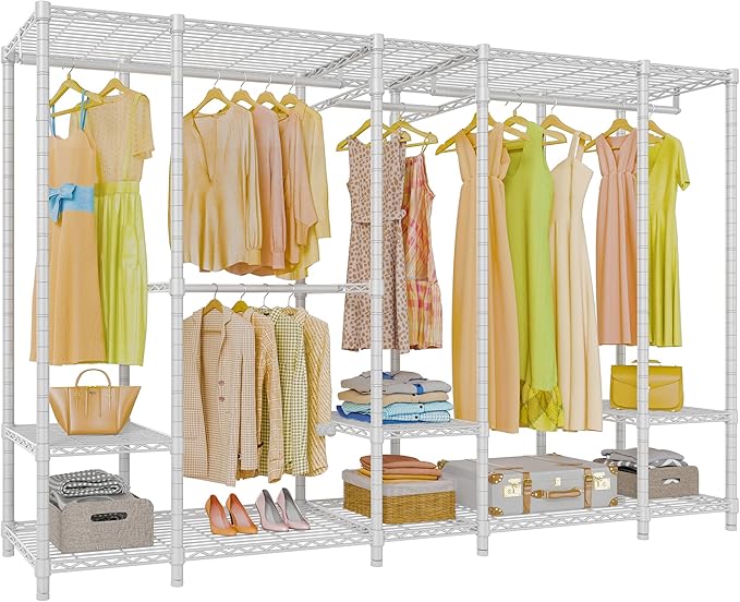 VIPEK V50 White Closet Rack, Extra Large Heavy-Duty Freestanding Wardrobe with Adjustable Shelves for Bedroom, Apartment, Walk-in Closet, 1300 lb Capacity