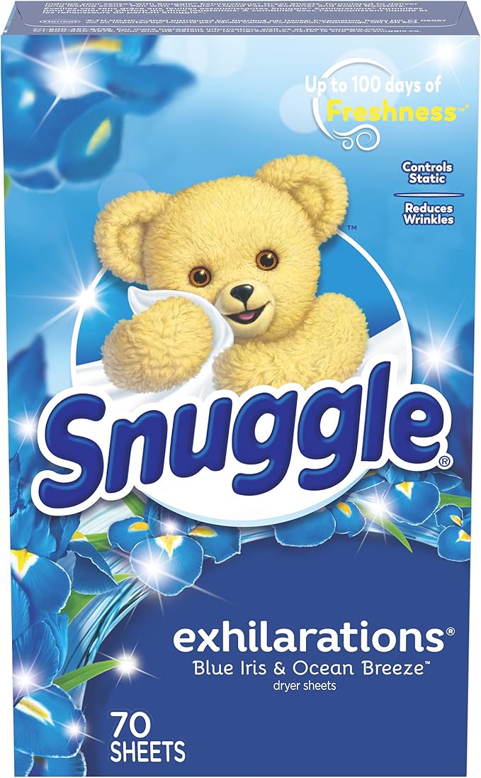 Snuggle Fabric Softener Dryer Sheets, Blue Iris & Ocean Breeze, 70 Count