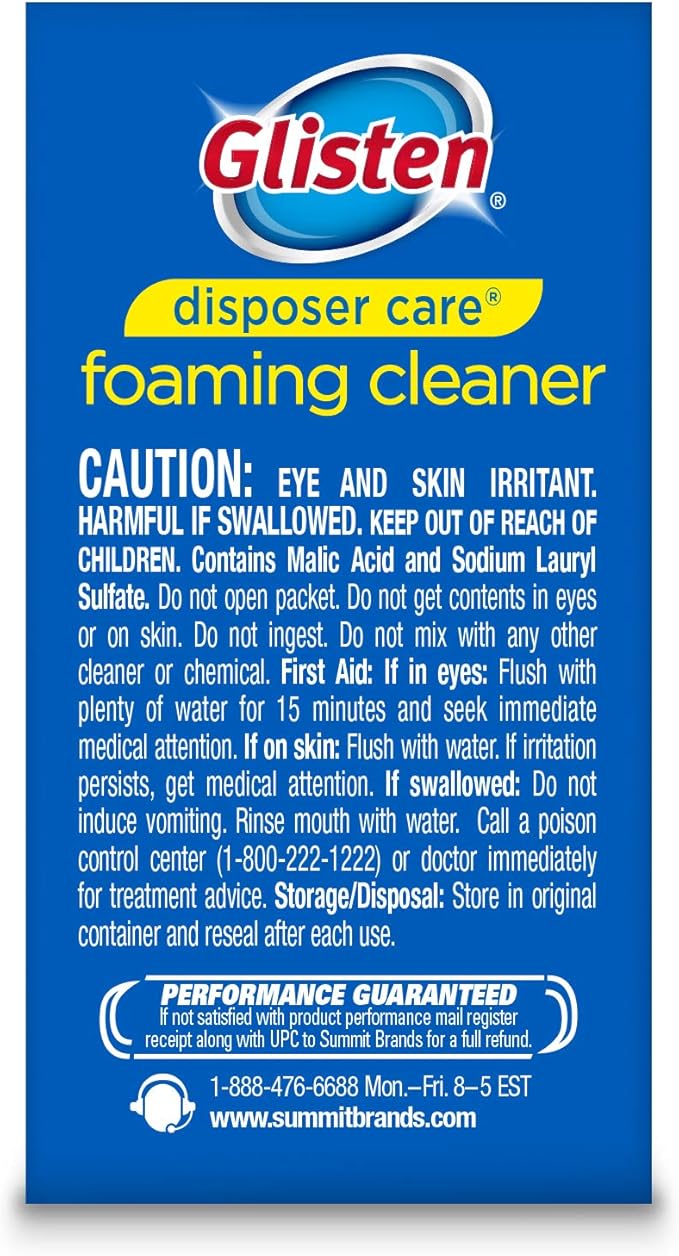 Glisten DP20B Disposer Care Foaming Garbage Disposer Cleaner-Twenty Pack (20 Uses)-Powerful Disposal Cleanser for Complete Cleaning of Entire Disposer-Lemon Scented, 24.5 oz