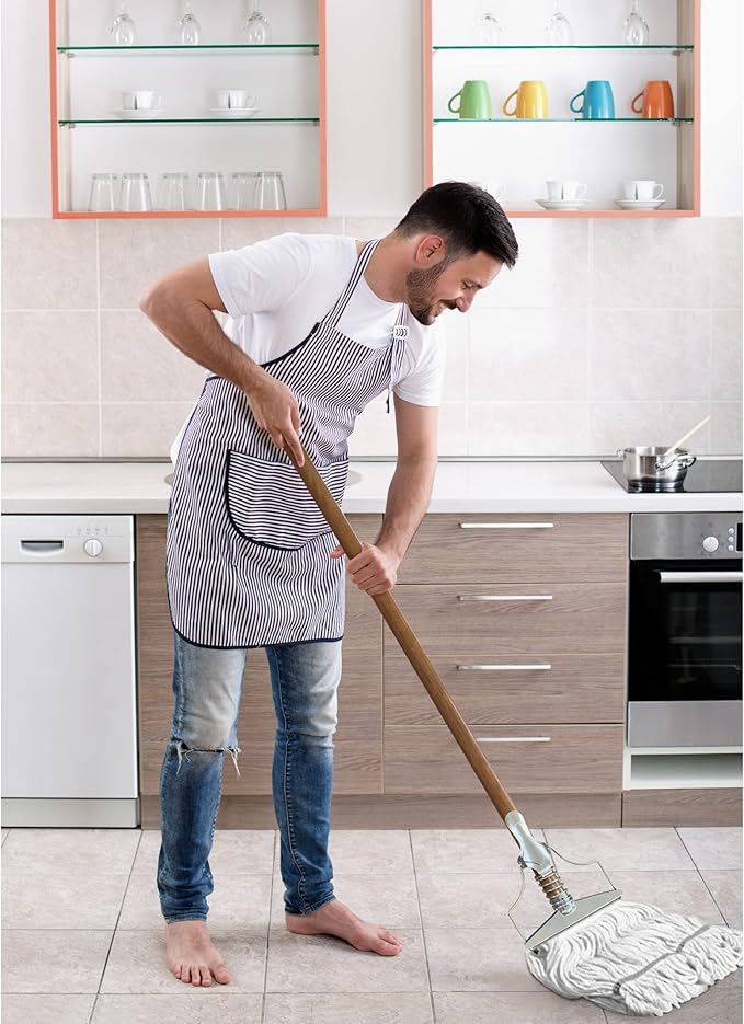 59" Mop Spring Commercial Grade Mop Handle Pack of 2 Industrial Strength Wooden Handle Wet Mops for Floor Cleaning Heavy Duty (Mop Heads Not Included)