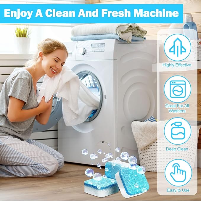150 Pcs Washing Machine Cleaner Tablets Washing Machine Deep Cleaner Tablets for Front Loader and Top Load Washer