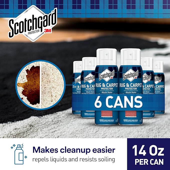Scotchgard Carpet & Upholstery Protector Spray, 14 oz (Pack of 6) – Blocks Stains & Resists Soiling, Fabric Stain Guard for High-Traffic Areas, Easy to Apply for Long-Lasting Protection