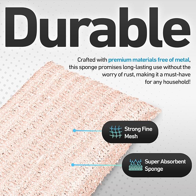 6-Pack Kitchen Scrubbing Sponges, Durable Non Scratch Heavy Duty Multi-Surface Cleaning Sponges and Dish Sponges for Kitchen, Bathroom, Dishes, Non-Stick Cookware, Countertops, and Household Cleaning