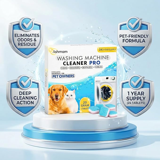 Washing Machine Cleaner Tablets, 24 Pack 1 Year Supply – Deep Clean Washer Cleaner for Front Load & Top Load HE Machines, Removes Odor & Residue, Lavender Fresh Scent, Septic Safe