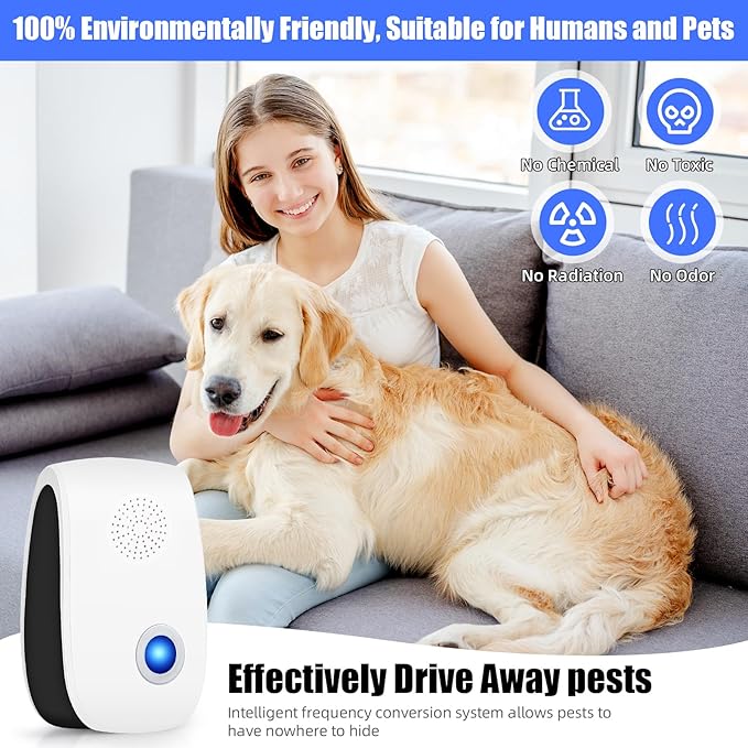 Ultrasonic Pest Repeller, 8 Pack Rodent Repellent Plug in Mice Repellent Indoor, Pest Defense Plug in Device, Bye Critter Sonic Pest Control for Mice Rat Roach Cockroach Spider Bug Insect