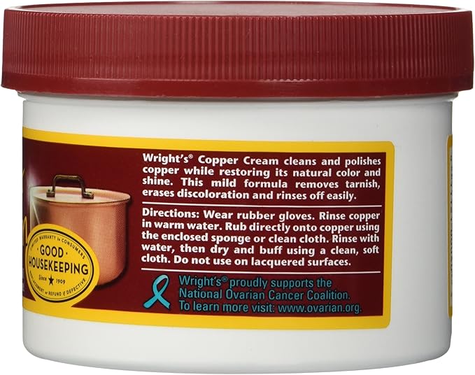 Wright's Copper and Brass Cream Cleaner - 6 Pack - 8 Ounce - Gently Cleans and Removes Tarnish Without Scratching