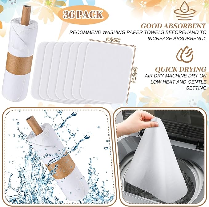 36 Pack Classic Reusable Cleaning Cloths Washable Cotton Kitchen Towels for Home(White)