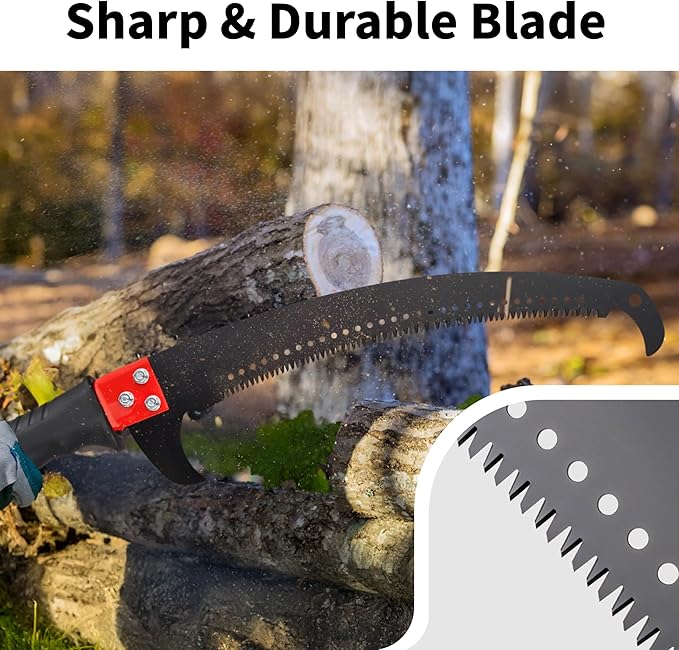 VINGLI 30ft Manual Pole Saws for Tree Trimming, Extendable Tree Trimmers Long Handle Pruner, Sharp Steel Blade and Scissors with Lightweight 9 Fiberglass Handles for Pruning Palms and Shrubs