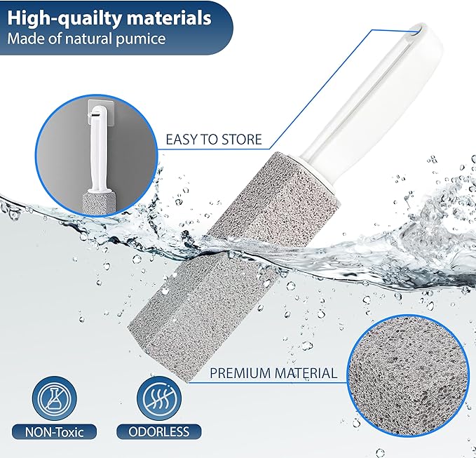Amazon Brand | 6 Pack Ring King Pumice Stone Toilet Bowl Cleaner with Handle | Effectively Removes Stubborn Limescale from Tile, Shower Door and Bathtubs. Best Calcium, Lime, and Rust Remover.