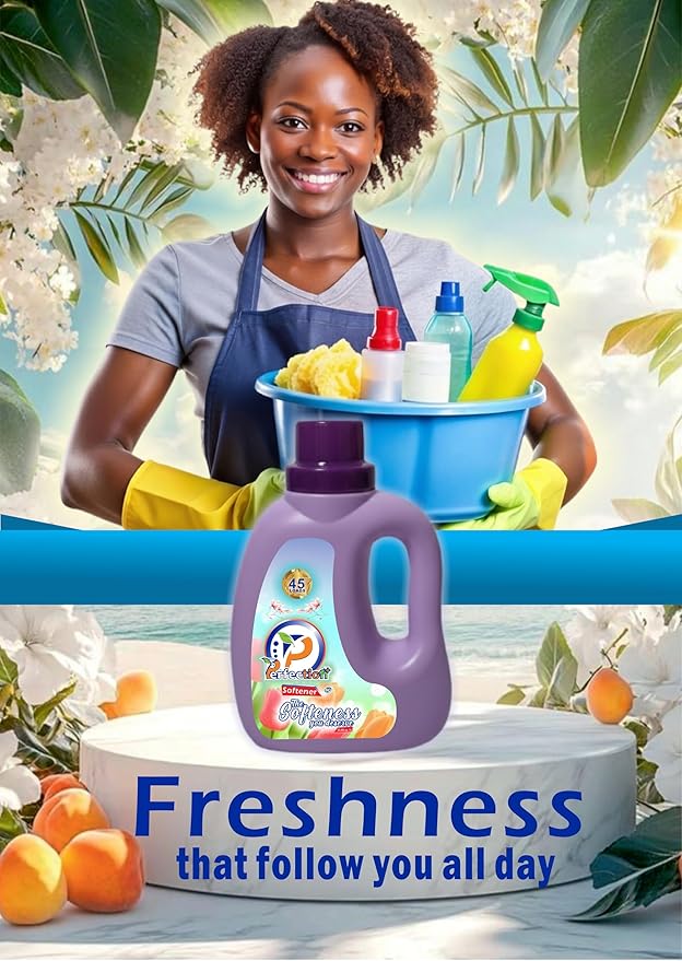 Perfectionplus Fabric softener, ultra soft, concentrated formula, long lasting fresh scent, gentle on clothes, reduces wrinkles, 1L(33.8 Fl.oz) 45 Loads, high performance.