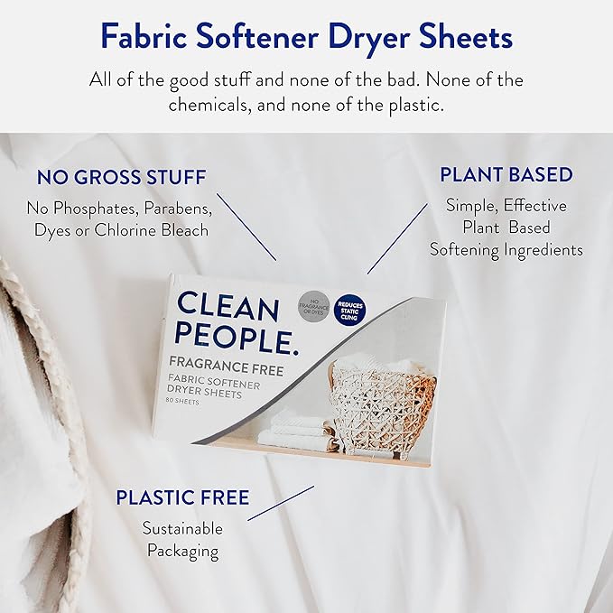 Clean People Ultra Concentrated Laundry Detergent Sheets 32 count & Fabric Softener Dryer Sheets 120 count