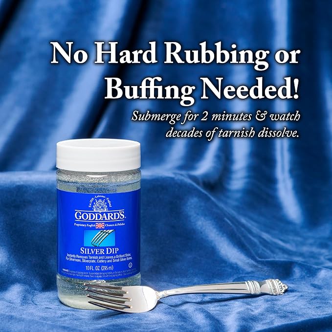 Goddard's Silver Cleaner Dip – Silver Jewelry Cleaner Solution for Hard-to-Reach Silverplate, Cutlery & Small Items – Professional Use Tarnish Remover – Silverware Cleaning Supplies (1 Gal)