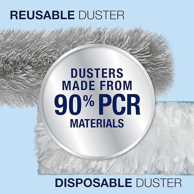 Bona High Performance Dusting System - 1 Compact Handle, 5 Disposable Dusters, & 1 Reusable Duster - Compact Dusting Kit Removes Dust & Pet Hair