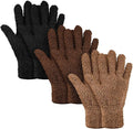 Patelai 3 Pairs Microfiber Plant Dusting Gloves Leaf Cleaning Gloves for Indoor Plants, Blinds, Furniture, House (Black,Brown,Khaki,Small)
