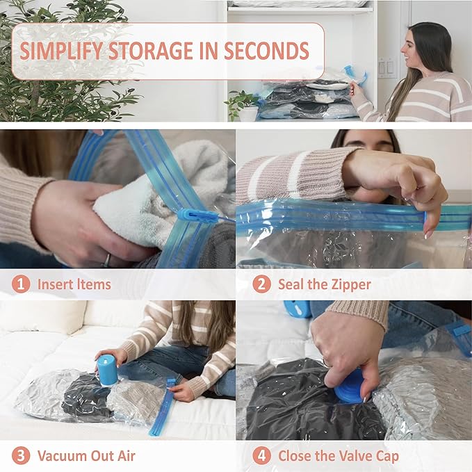 Cozy Essential Travel Vacuum Storage Bags with Rechargeable Cordless USB Pump for Luggage, Suitcase, Carry-on Size Vacuum Seal Compression Space Saver Bags for Clothes and Clothing, 16 Combo
