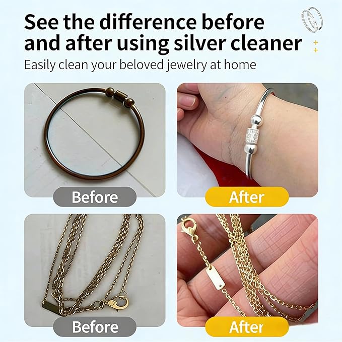 Truey Silver Cleaner, Jewelry Cleaner Silver Polish, for Pure Silver Pure Gold, Removes Tarnish & Restores Shine, Fast Dipping Solution for Sterling Silver & Gold, Gentle Anti-Tarnish liquid (60ml)