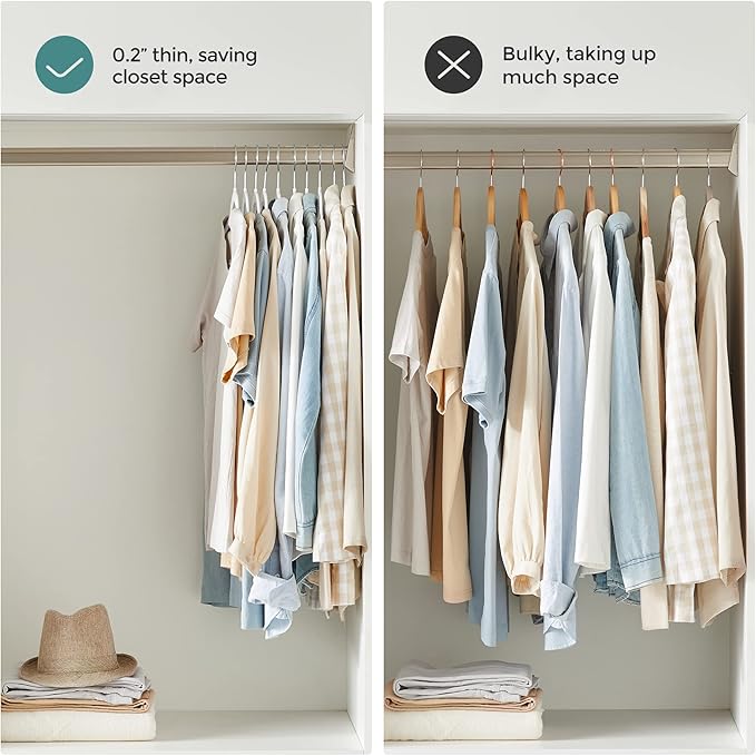 SONGMICS Clothes Hangers, Pack of 50 Plastic Coat Hangers, Space-Saving, Cloud White and Dark Gray UCRP050W50