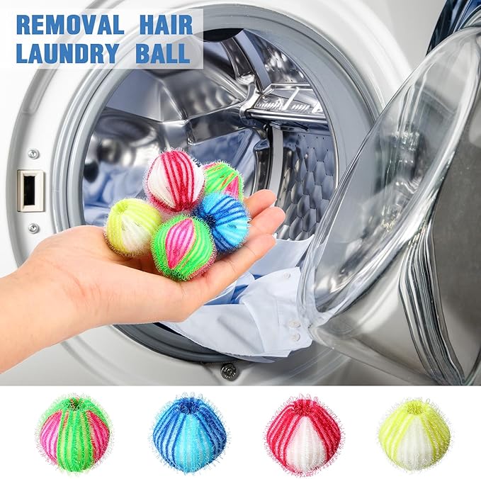 Blulu 12 Pieces Pet Hair Remover for Laundry Dryer Balls Reusable Washing Machine Hair Catcher Pet Dog Cat Catcher Lint Remover (Stylish Color)