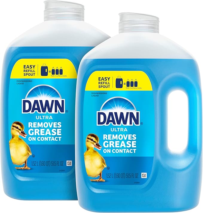 Dawn Ultra Original Dish Soap Refill Jug Large Size Original Blue Liquid Dishwashing Detergent, Powerful Dawn Dish Soap for Grease, 51.5oz (Pack of 2)