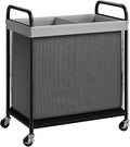 ELYKEN Laundry Hamper 2 Section, 100L Rolling Laundry Sorter with Removable Liner Bag, Laundry Basket with Wheels, Steel Frame with Metal Handle, Clothes Hamper Cart for Laundry Room & Bedroom