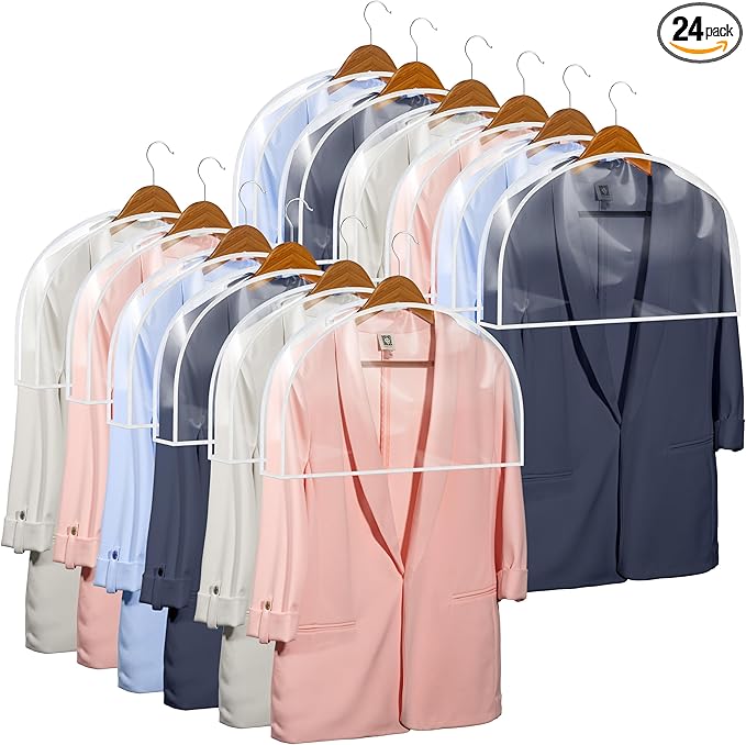 Clear Vinyl Shoulder Covers Closet Suit Protects Storage Home Decor Set of 12, 12"H x 22"W x 2"D