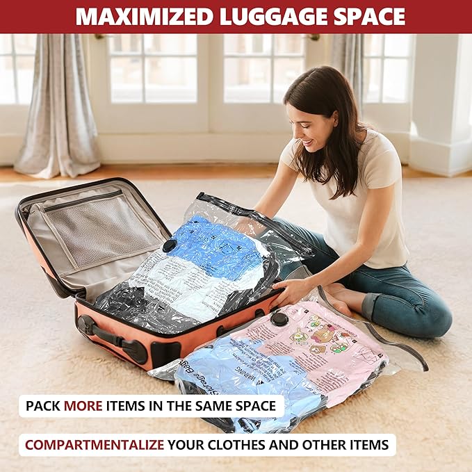 Vacuum Bags for Travel with Rechargeable Pump, 14 Combo (4L/4M/6S) Compression Packing Seal Bags for Luggage Suitcase, Space Saver for Clothing and Clothes Storage Travel